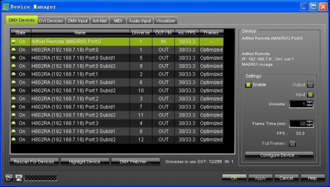 4096 pixels Salve DMX LED Controller H802RA 4 portas Material de liga de alumínio 12
