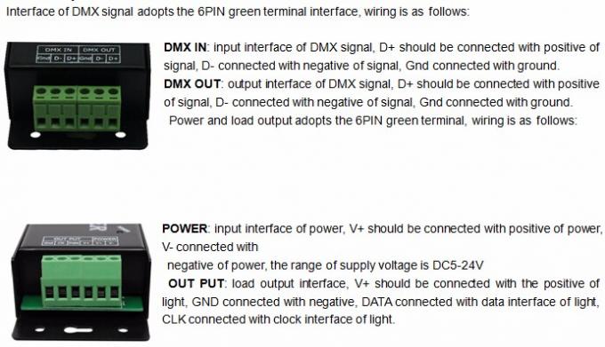 DC5v 24v Dmx para Spi Pixel Decoder 3 pin para controlo de LED RGB 0